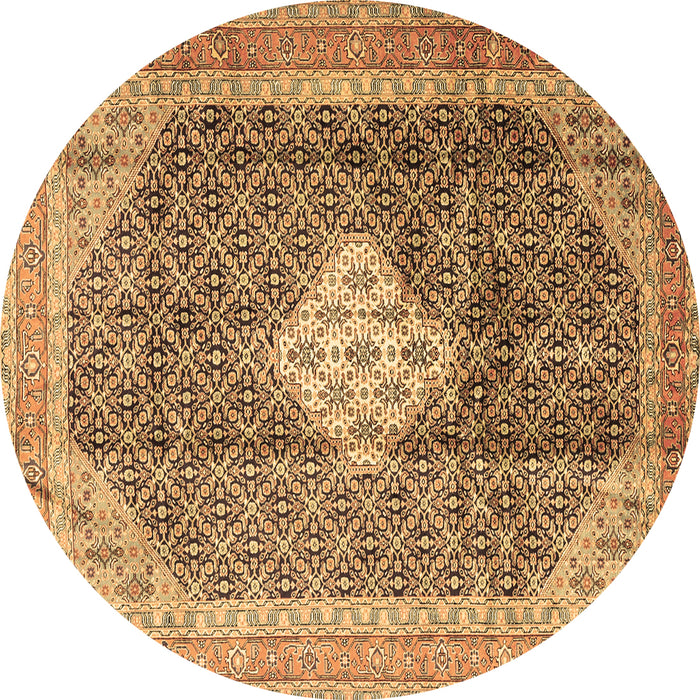 Round Machine Washable Medallion Brown Traditional Rug, wshtr1255brn