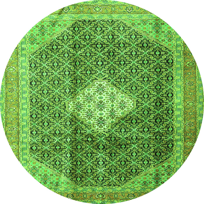 Square Medallion Green Traditional Rug, tr1255grn