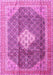 Machine Washable Medallion Pink Traditional Rug, wshtr1255pnk