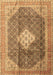 Machine Washable Medallion Brown Traditional Rug, wshtr1255brn