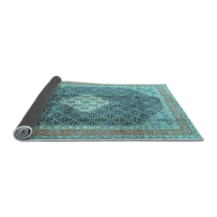 Sideview of Medallion Light Blue Traditional Rug, tr1255lblu
