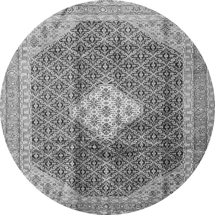 Machine Washable Medallion Gray Traditional Rug, wshtr1255gry
