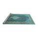 Sideview of Machine Washable Medallion Light Blue Traditional Rug, wshtr1255lblu