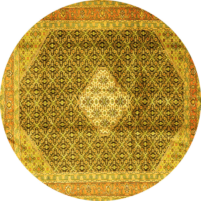 Round Medallion Yellow Traditional Rug, tr1255yw