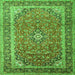 Round Machine Washable Medallion Green Traditional Area Rugs, wshtr1256grn