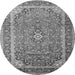 Machine Washable Medallion Gray Traditional Rug, wshtr1256gry