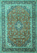 Machine Washable Medallion Turquoise Traditional Area Rugs, wshtr1256turq