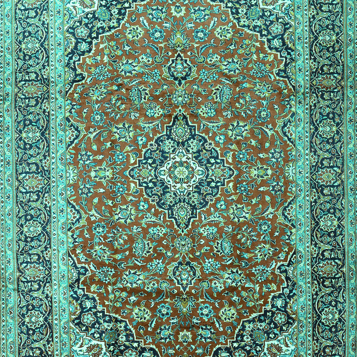 Machine Washable Medallion Turquoise Traditional Area Rugs, wshtr1256turq