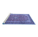 Sideview of Machine Washable Medallion Blue Traditional Rug, wshtr1256blu