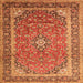 Serging Thickness of Medallion Orange Traditional Rug, tr1256org