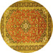 Round Medallion Yellow Traditional Rug, tr1256yw