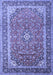 Machine Washable Medallion Blue Traditional Rug, wshtr1256blu