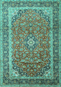 Medallion Turquoise Traditional Rug, tr1256turq