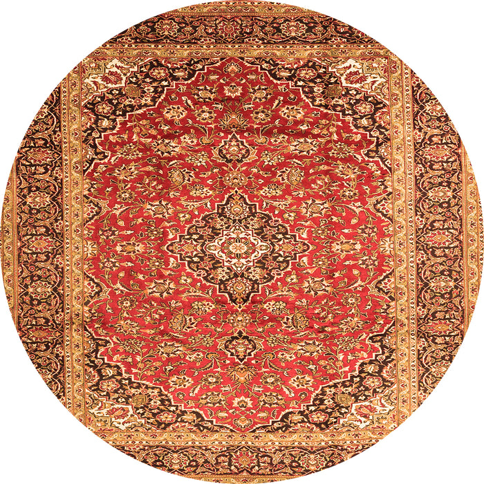 Machine Washable Medallion Orange Traditional Area Rugs, wshtr1256org