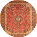 Machine Washable Medallion Orange Traditional Area Rugs, wshtr1256org