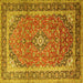 Square Medallion Yellow Traditional Rug, tr1256yw