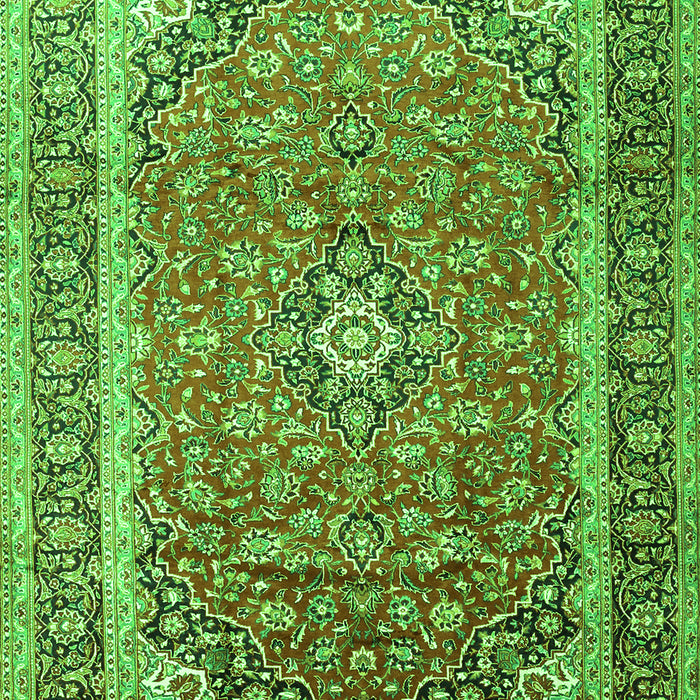 Serging Thickness of Machine Washable Medallion Green Traditional Area Rugs, wshtr1256grn