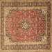 Square Medallion Brown Traditional Rug, tr1256brn