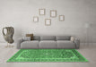 Machine Washable Medallion Emerald Green Traditional Area Rugs in a Living Room,, wshtr1256emgrn