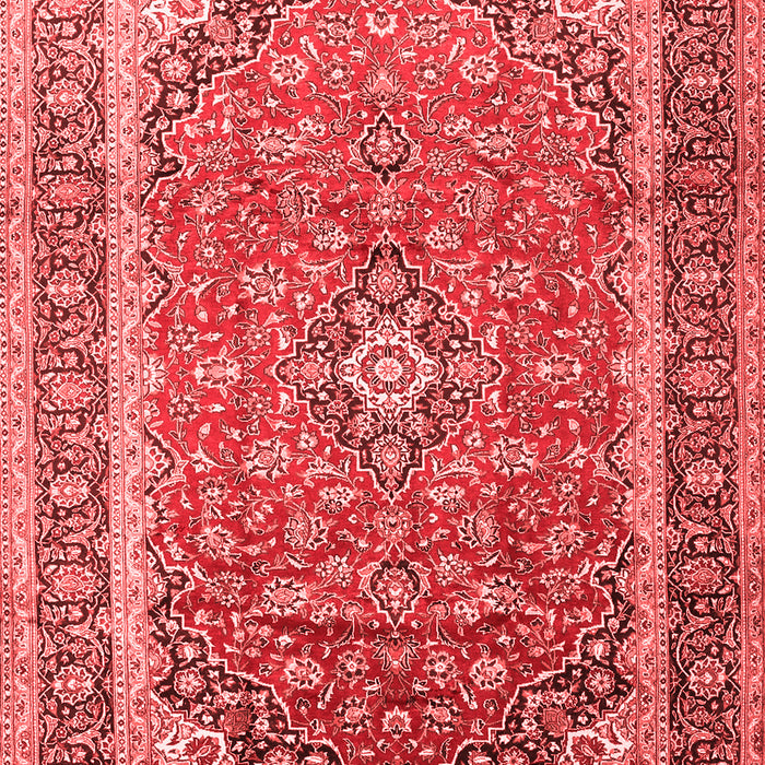 Machine Washable Medallion Red Traditional Rug, wshtr1256red