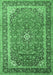 Machine Washable Medallion Emerald Green Traditional Area Rugs, wshtr1256emgrn