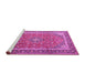 Sideview of Machine Washable Medallion Pink Traditional Rug, wshtr1256pnk