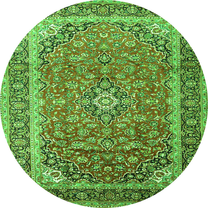 Square Medallion Green Traditional Rug, tr1256grn
