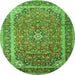 Square Medallion Green Traditional Rug, tr1256grn