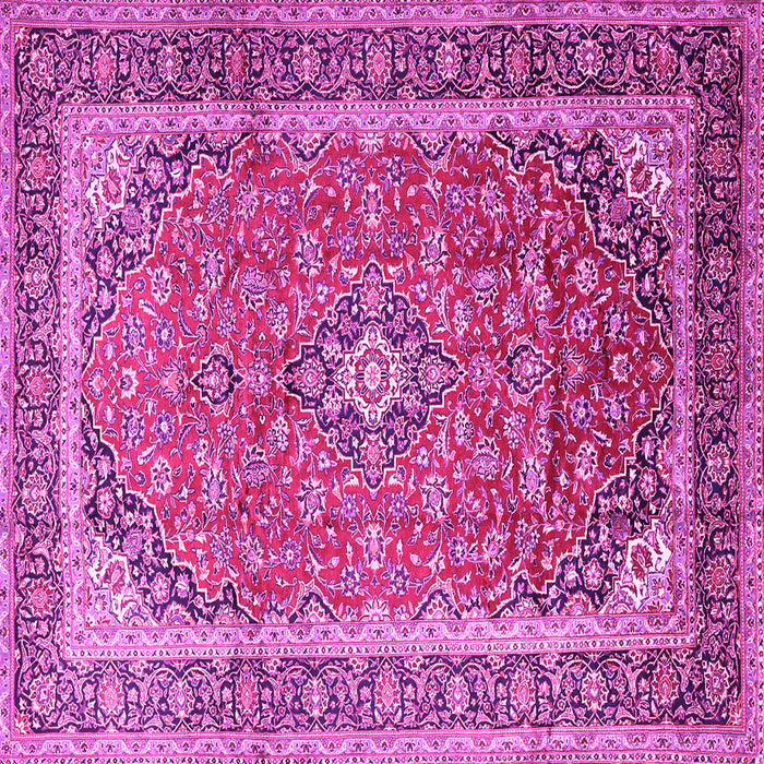 Square Machine Washable Medallion Pink Traditional Rug, wshtr1256pnk