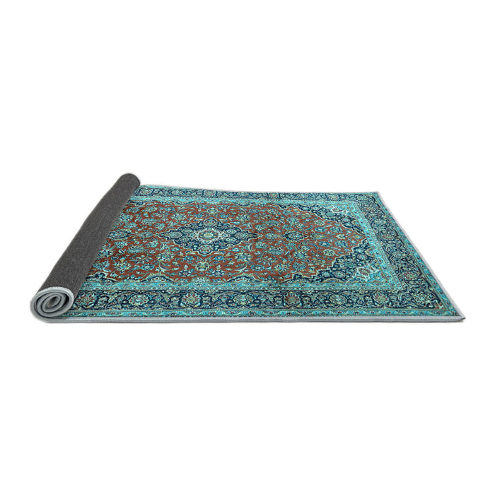 Sideview of Medallion Light Blue Traditional Rug, tr1256lblu