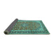 Sideview of Medallion Turquoise Traditional Rug, tr1256turq