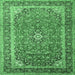 Square Machine Washable Medallion Emerald Green Traditional Area Rugs, wshtr1256emgrn