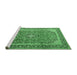 Sideview of Machine Washable Medallion Emerald Green Traditional Area Rugs, wshtr1256emgrn