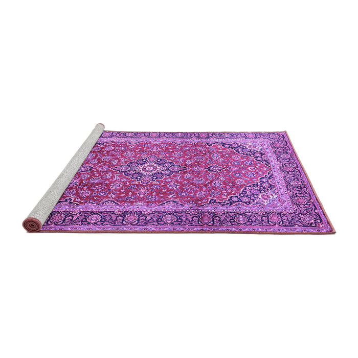 Sideview of Machine Washable Medallion Purple Traditional Area Rugs, wshtr1256pur