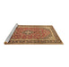 Sideview of Machine Washable Medallion Brown Traditional Rug, wshtr1256brn