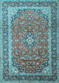 Medallion Light Blue Traditional Rug, tr1256lblu