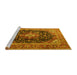 Sideview of Machine Washable Medallion Yellow Traditional Rug, wshtr1257yw