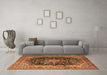 Machine Washable Medallion Brown Traditional Rug in a Living Room,, wshtr1257brn