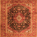 Serging Thickness of Medallion Orange Traditional Rug, tr1257org