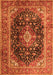 Serging Thickness of Machine Washable Medallion Orange Traditional Area Rugs, wshtr1257org