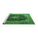 Sideview of Machine Washable Medallion Emerald Green Traditional Area Rugs, wshtr1257emgrn