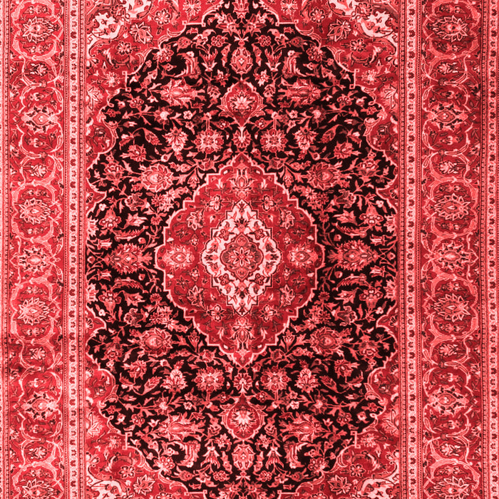 Machine Washable Medallion Red Traditional Rug, wshtr1257red