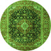 Machine Washable Medallion Green Traditional Area Rugs, wshtr1257grn