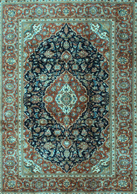 Medallion Light Blue Traditional Rug, tr1257lblu