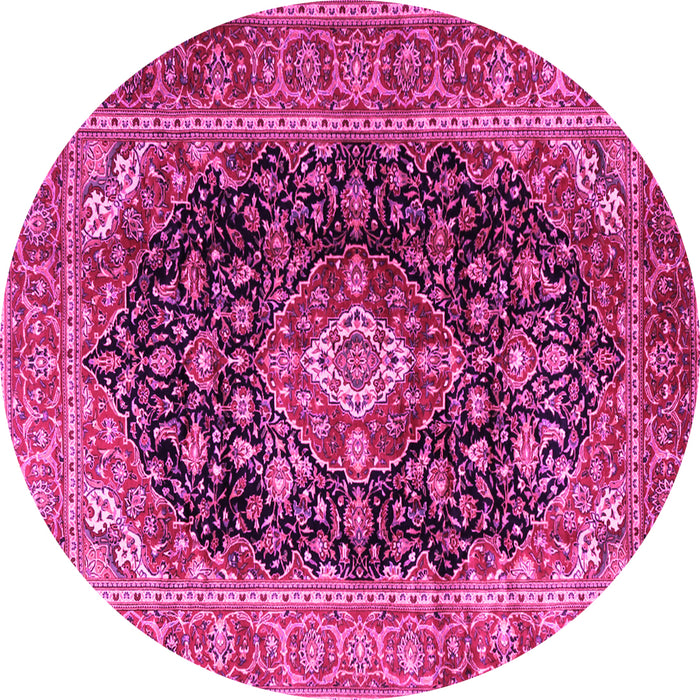 Round Medallion Pink Traditional Rug, tr1257pnk