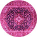 Round Medallion Pink Traditional Rug, tr1257pnk