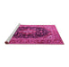 Sideview of Machine Washable Medallion Pink Traditional Rug, wshtr1257pnk