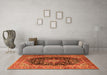 Machine Washable Medallion Orange Traditional Area Rugs in a Living Room, wshtr1257org