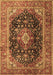 Machine Washable Medallion Brown Traditional Rug, wshtr1257brn