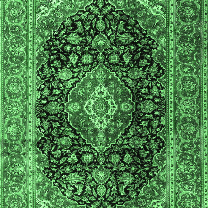 Medallion Emerald Green Traditional Rug, tr1257emgrn